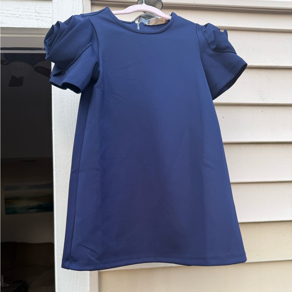 Truly Me Navy Puff Sleeve A-Line Dress